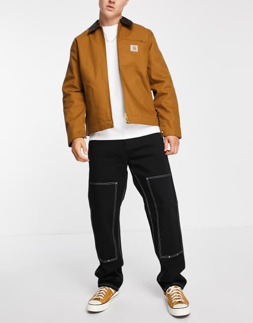 Pantalones negros utilitarios de corte estándar con parte delantera doble de Carhartt WIP