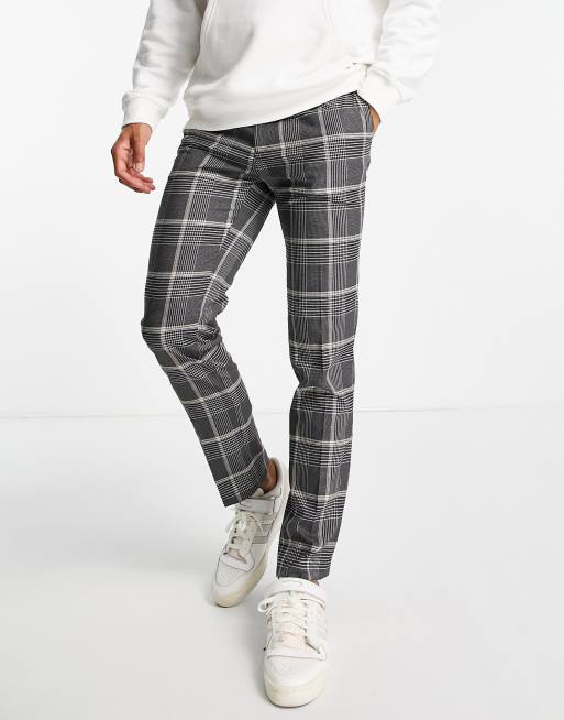 Pantalones negros y color crudo a cuadros de corte pitillo de River Island