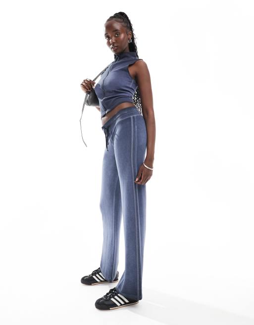 Pantalones para yoga azul marino lavado con detalles de estilo deportivo de COLLUSION