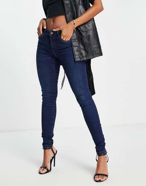 Pantalones pitillo azul oscuro de mezcla de algodón de Vero Moda - MBLUE