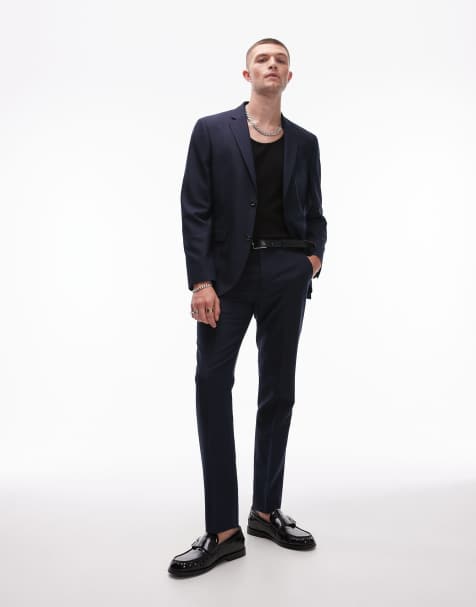 Pantalones pitillo de traje azul marino de Topman - view 1