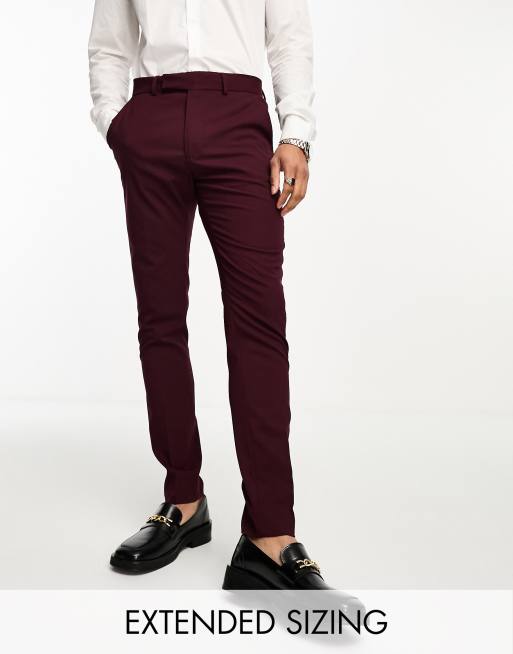 Pantalones pitillo de traje en burdeos de ASOS DESIGN