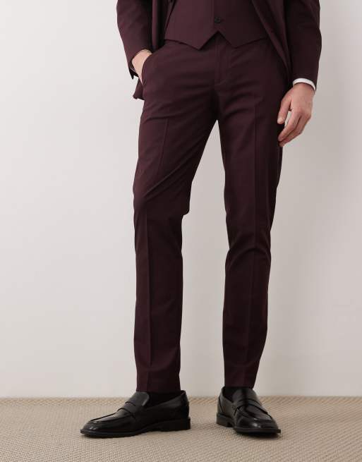 Pantalones pitillo de traje en burdeos de ASOS DESIGN, 2 de 5