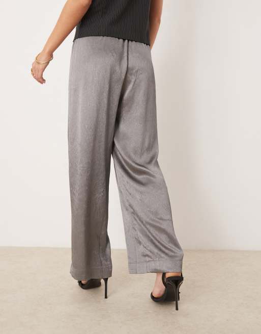 Pantalones plateado metalizado de pernera ancha de JDY Petite, 4 de 5