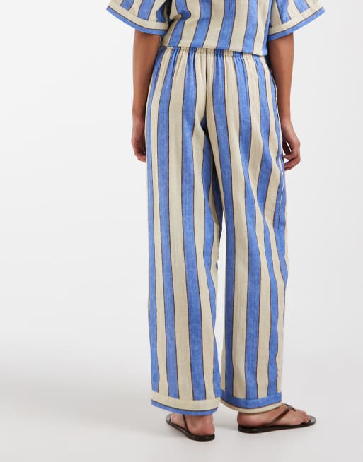 Pantalones playeros a rayas azules de bambula Delilah de ASOS DESIGN, 4 de 5