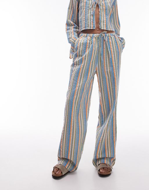 Pantalones playeros a rayas de colores de pernera ancha de sirsaca de Topshop (parte de un conjunto), 2 de 5