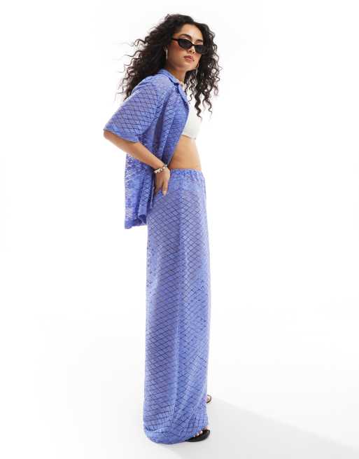 Pantalones playeros azul empolvado de punto de Esmée (parte de un conjunto)