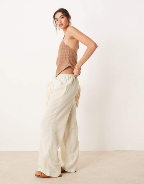 Pantalones playeros beis de mezcla de lino Belle de ASOS DESIGN - view 1