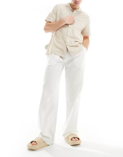 Pantalones playeros blancos de mezcla de lino de COLLUSION
