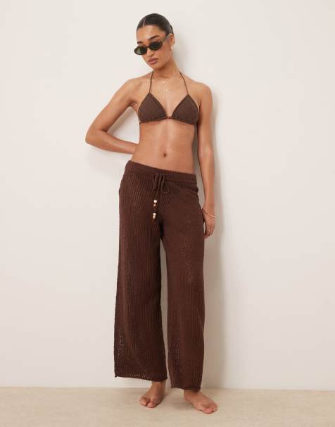 Pantalones playeros marrones de punto transparente de Abercrombie & Fitch - view 1