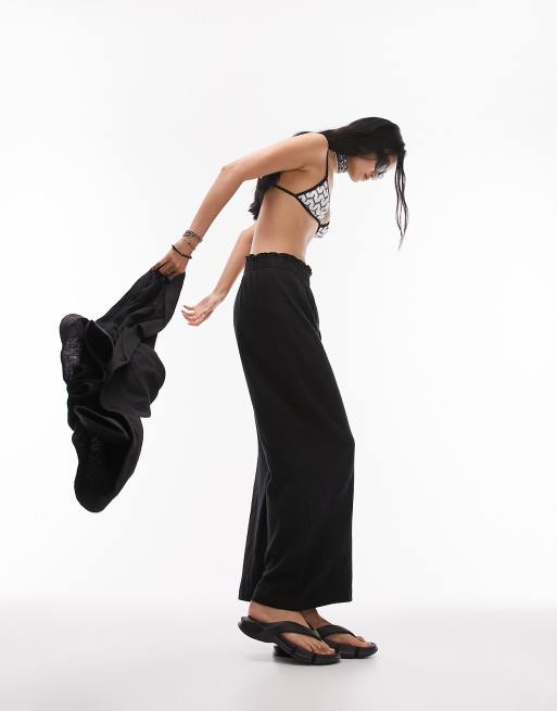 Pantalones playeros negros texturizados de estilo casual de Topshop (parte de un conjunto) 