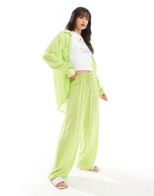 Pantalones playeros verde lima de corte suelto de Esmée (parte de un conjunto)