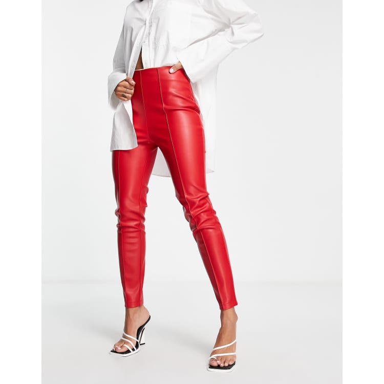 Pantalon piel rojo hot sale