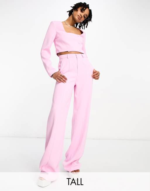 Pantalones rosa bebé de pernera muy ancha de Extro & Vert Tall (parte de un conjunto)