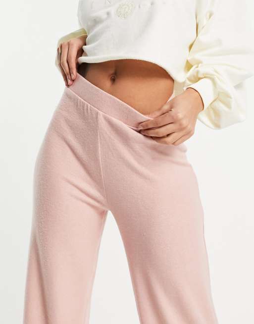 Pantalones rosa bruma de tiro alto y pernera ancha de punto Matilde de Pieces (parte de un conjunto), 3 de 4