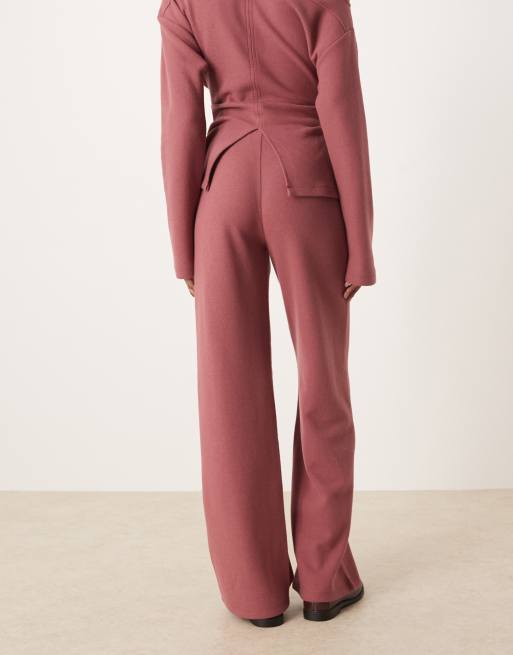 Pantalones rosa pétalo oscuro de pernera ancha de tejido muy suave de ASOS DESIGN, 4 de 5