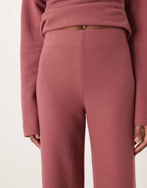Pantalones rosa pétalo oscuro de pernera ancha de tejido muy suave de ASOS DESIGN, 5 de 5