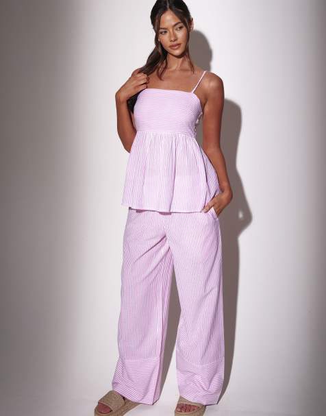 Pantalones rosas a rayas con bajos anchos de South Beach - view 1