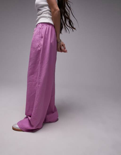 Pantalones rosas de corte abombado de mezcla de lino de Topshop, 2 de 5