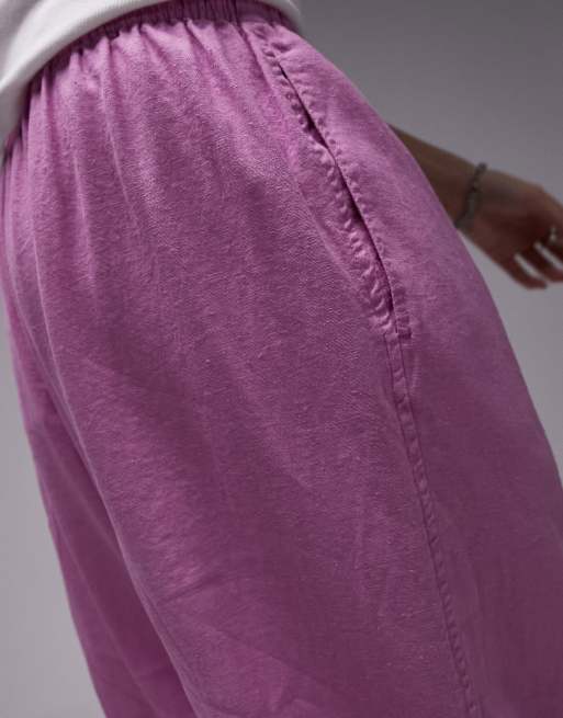 Pantalones rosas de corte abombado de mezcla de lino de Topshop, 3 de 5