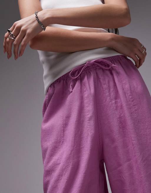 Pantalones rosas de corte abombado de mezcla de lino de Topshop, 5 de 5