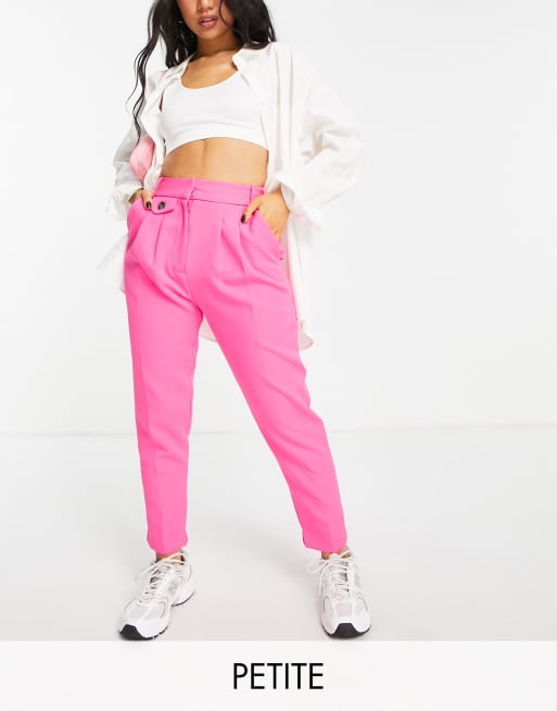 Pantalones rosas de corte sartorial cigarette tapered de River Island Petite (parte de un conjunto)