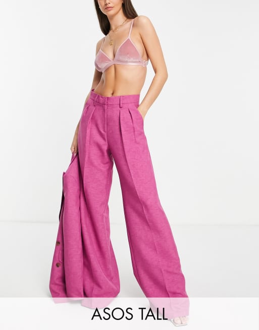 Pantalones rosas rectos de corte slim de ASOS DESIGN Tall