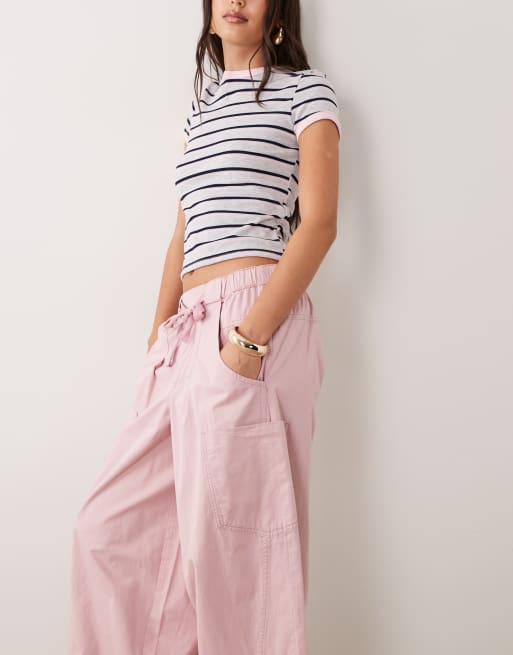Pantalones rosas sin cierres de pernera barrel de ASOS DESIGN, 4 de 5