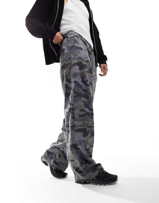 Pantalones sin cierres de corte skater holgado con estampado de camuflaje y cinturilla regulable de COLLUSION, 5 de 5