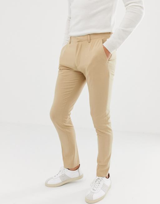 Pantalones superpitillo de vestir en color piedra de ASOS DESIGN