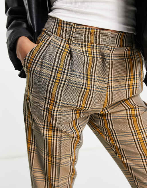 Pantalones tapered de vestir de cuadros mostaza de ASOS DESIGN, 2 de 4