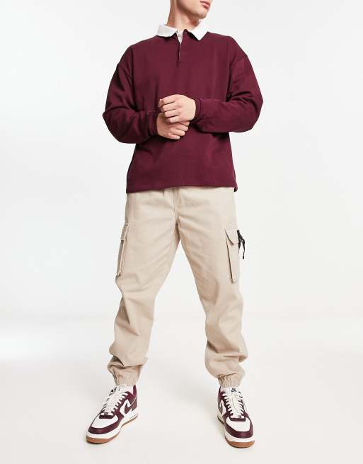 Pantalones tostados cargo de corte slim con bajos ajustados D-Ring de New Look