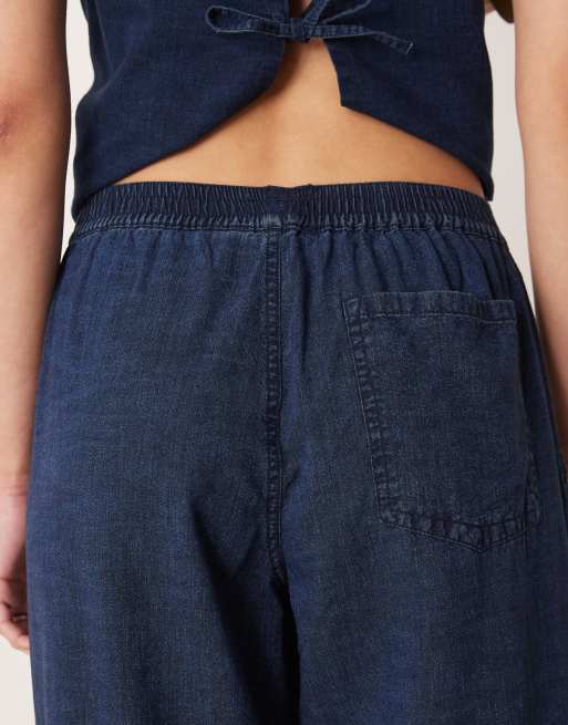Pantalones vaqueros azul añil de pernera ancha y cintura estilo bóxer de ASOS DESIGN (parte de un conjunto), 4 de 5