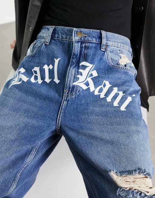 Pantalones vaqueros azules de estilo carpintero de corte Old Karl Kani | ASOS