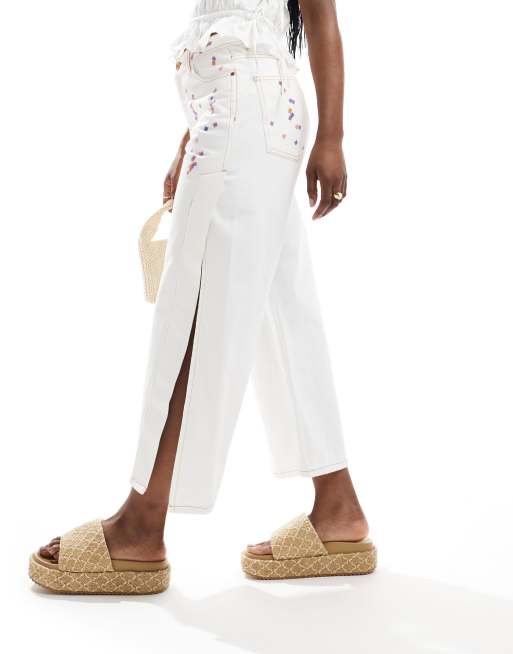 Pantalones vaqueros blancos con detalle de cuadros de Scalpers