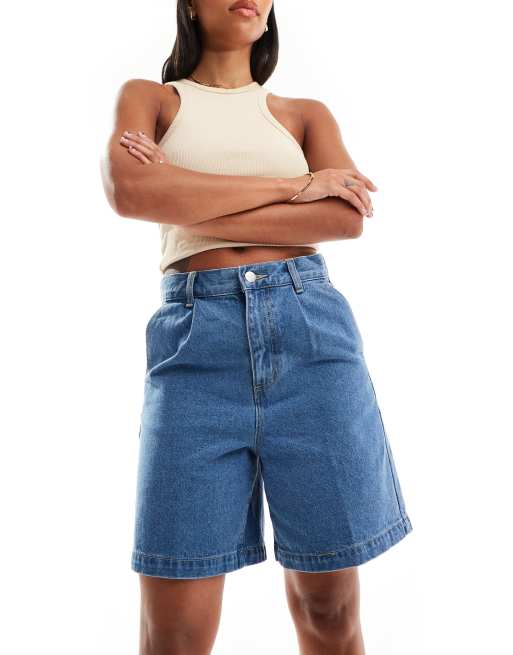 Pantalones vaqueros cortos azul añil de corte alargado con lavado claro de Obey