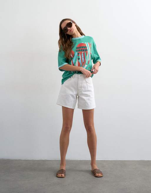 Pantalones vaqueros cortos blancos Editor de Topshop