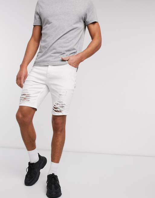 Pantalones vaqueros cortos blancos hombre sales