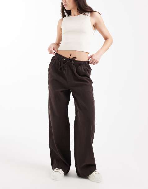 Pantalones vaqueros marrones de pernera ancha de cambray de New Look - view 1