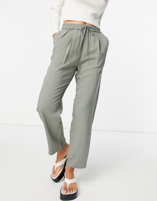 Pantalones verde aguamarina con cintura elástica de Mango