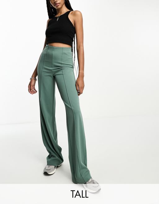 Pantalones verde bosque de pernera ancha con jaretas de Vero Moda Tall 