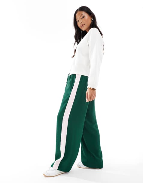 Pantalones verde bosque sin cierres con panel en contraste de ASOS DESIGN Petite - view 1