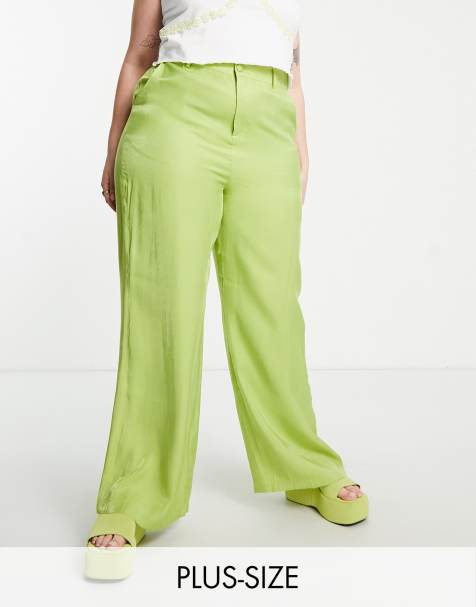 Pantalones playeros verdes de pernera ancha texturizados