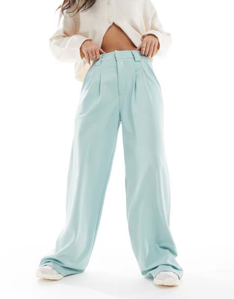 Pantalones verde menta de pernera ancha con panel en contraste de ASOS DESIGN - view 1