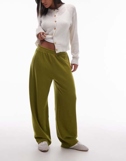 Pantalones verde oliva oscuro de pernera barrel extragrande de tejido muy suave de ASOS DESIGN