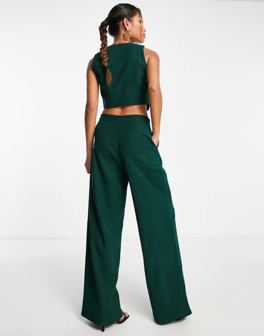 Pantalones verde oscuro de pernera ancha de Lola May (parte de un conjunto), 2 de 4