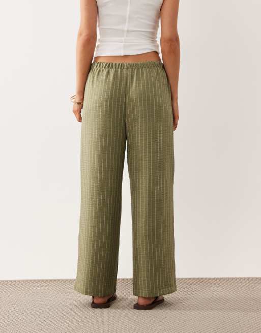 Pantalones verdes a rayas de pernera ancha de JDY Petite, 3 de 5