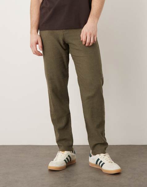 Pantalones verdes de corte tapered slim de mezcla de lino de Selected - view 1