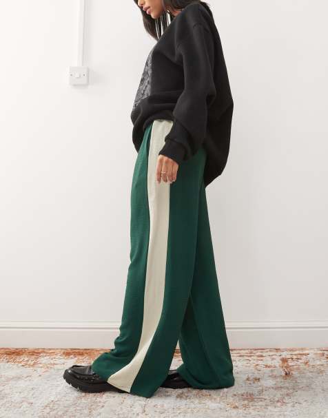 Pantalones verdes de pernera ancha con panel en contraste de Reclaimed Vintage - view 1