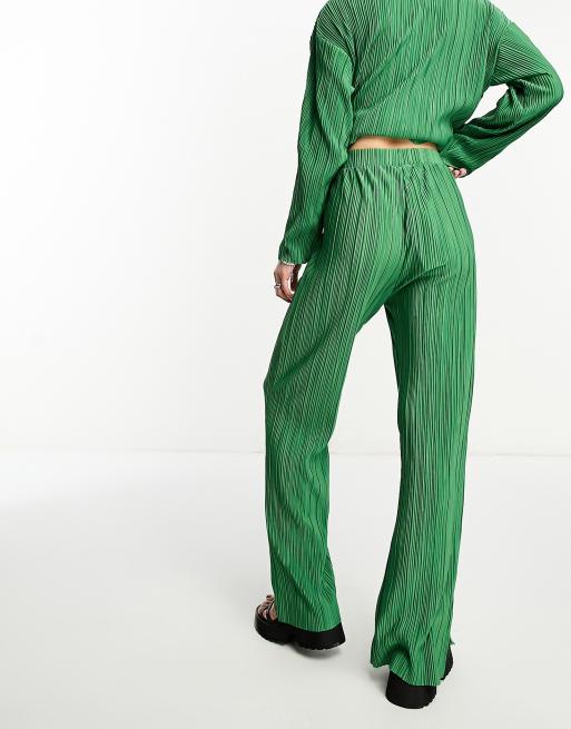 Pantalones verdes de pernera ancha plisados exclusivos de Only (parte de un conjunto) , 4 de 4